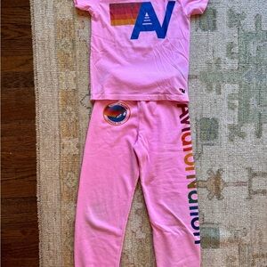 Aviator Nation Pink Tee and Sweatpants set